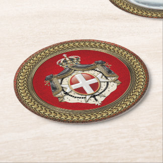 [600] Order of Malta - SMOM Coat of Arms Round Paper Coaster