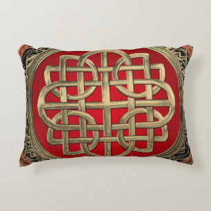 [600] Sacred Celtic Gold Knot Cross Accent Pillow