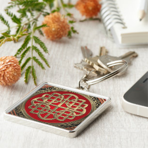 [600] Sacred Celtic Gold Knot Cross Keychain