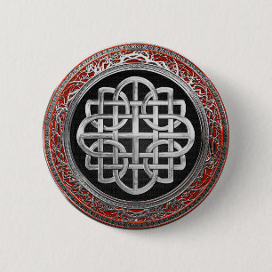 [600] Sacred Celtic Silver Knot Cross 2 Inch Round Button