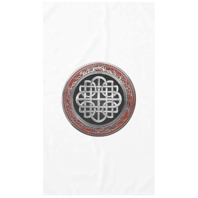 [600] Sacred Celtic Silver Knot Cross Tablecloth (Front)