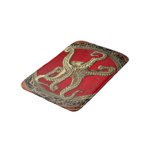 [600] Sacred Gold Octopus in Defensive Posture Bath Mat