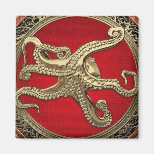 [600] Sacred Gold Octopus in Defensive Posture Magnet