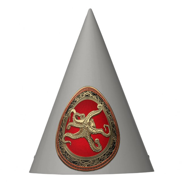 [600] Sacred Gold Octopus in Defensive Posture Party Hat (Front)