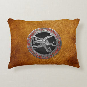 [600] Sacred Silver Octopus in Defensive Posture Accent Pillow