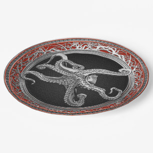 [600] Sacred Silver Octopus in Defensive Posture Paper Plate