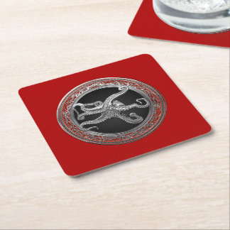 [600] Sacred Silver Octopus in Defensive Posture Square Paper Coaster