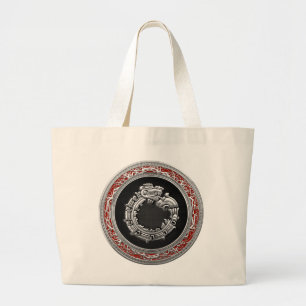 [600] Serpent God Quetzalcoatl [Silver] Large Tote Bag