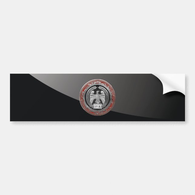 [600] Silver Roman Imperial Eagle Bumper Sticker (Front)