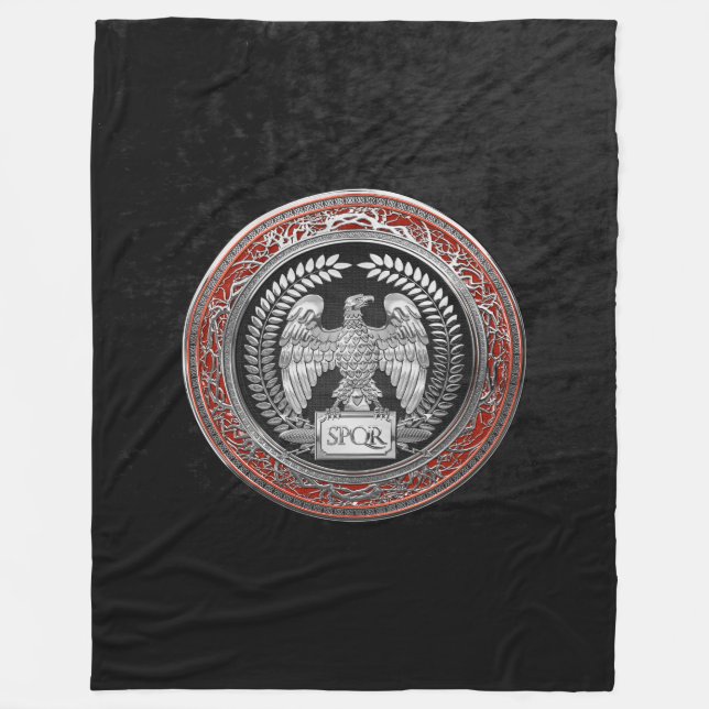 [600] Silver Roman Imperial Eagle Fleece Blanket (Front)