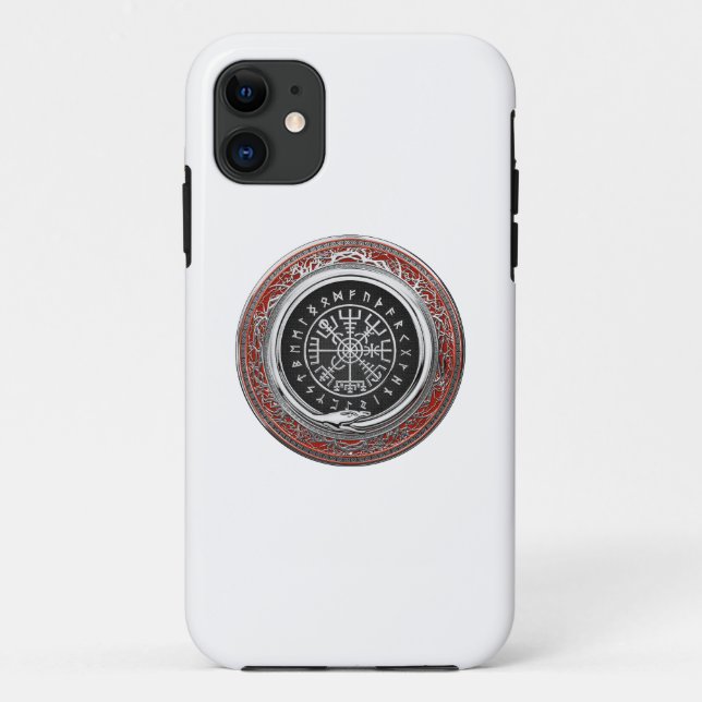 [600] Vegvisir - Viking Silver Magic Runic Compass Case-Mate iPhone Case (Back)