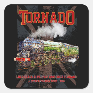 60163 Tornado Vintage Steam Train Locomotive Square Sticker