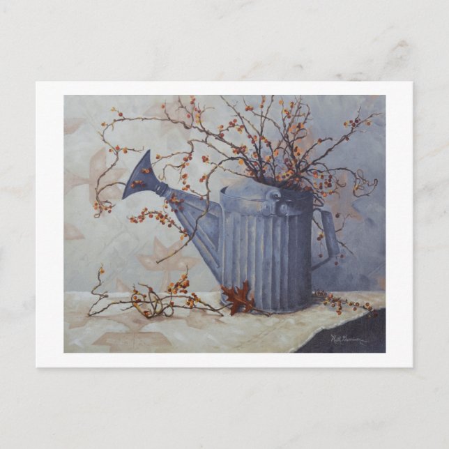 6033 Bittersweet in Watering Can on Quilt Postcard (Front)