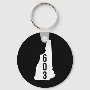 603 Nh New Hampshire Area Code State Map Tee Keychain