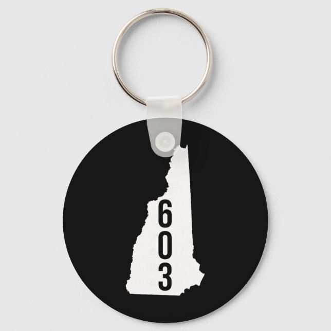 603 Nh New Hampshire Area Code State Map Tee  Keychain (Front)