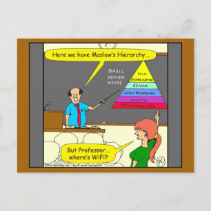 607 basic human needs cartoon postcard