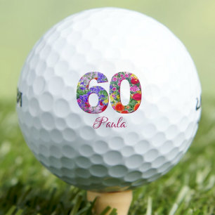 60 and Amazing CoWorker - Elegant Floral Gift Golf Balls