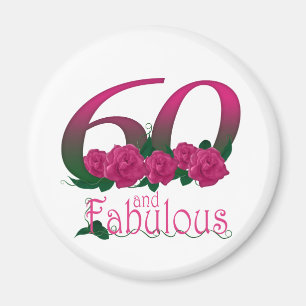 60  and fabulous 60th birthday diva pink floral magnet