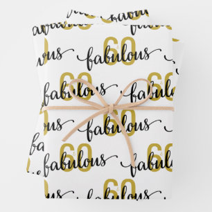 60 and Fabulous 60th Birthday Gift Wrapping Paper Sheet