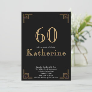 60 and Fabulous 60th Birthday Party Art Deco Photo Invitation