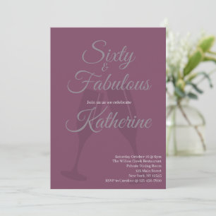 60 and Fabulous   60th Birthday Party Plum Script Invitation