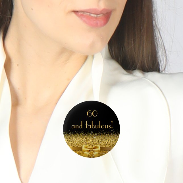 60 and fabulous balck gold elegant 2 inch round button (Creator Uploaded)