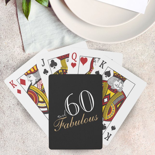 60 and Fabulous Black Elegant Script Birthdays Playing Cards (Creator Uploaded)