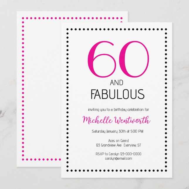 60 and Fabulous Charming Sixtieth Birthday Invitation (Front/Back)