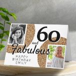 60 and Fabulous Gold Glitter 2 Photo 60th Birthday Card<br><div class="desc">60 and Fabulous Gold Glitter 2 Photo 60th Birthday Greeting Card. Add your photos - you can use an old and new photo. Add your name,  age and text inside or erase it.</div>