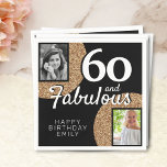 60 and Fabulous Gold Glitter 2 Photo 60th Birthday Napkin<br><div class="desc">60 and Fabulous Gold Glitter 2 Photo 60th Birthday Party Napkins. Add your photos - you can use an old and new photo. Add your name and age.</div>
