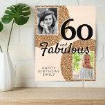 60 and Fabulous Gold Glitter 2 Photo 60th Birthday Wood Photo Tile<br><div class="desc">60 and Fabulous Gold Glitter 2 Photo 60th Birthday Photo Tiles. Faux gold glitter design. Add your photos - you can use an old and a new photo. Add your name and age.</div>