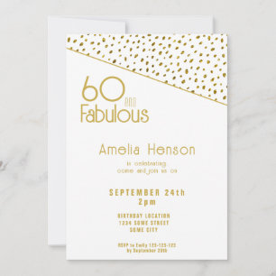 60 and Fabulous Gold Glitter 60th Birthday Invitation