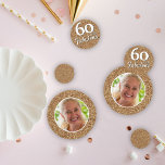 60 and Fabulous Gold Glitter Photo 60th Birthday<br><div class="desc">60 and Fabulous Gold Glitter Photo 60th Birthday Party confetti. Add your photo.</div>