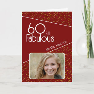 60 and Fabulous Gold Glitter Photo 60th Birthday Card