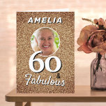 60 and Fabulous Gold Glitter Photo 60th Birthday Card<br><div class="desc">60 and Fabulous Gold Glitter Photo 60th Birthday Card. Personalize with name and photo.</div>