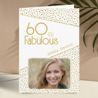 60 and Fabulous Gold Glitter Photo 60th Birthday