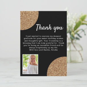 60 and Fabulous Gold Glitter Photo 60th Birthday Thank You Card
