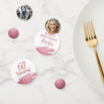 60 and Fabulous Pink Glitter 2 Photo 60th Birthday Confetti<br><div class="desc">60 and Fabulous Pink Glitter 2 Photo Surprise 60th Birthday Party Confetti. Throw a stunning celebration with these “60 and Fabulous” pink glitter birthday confetti. Featuring sparkly faux-glitter brush strokes, and space for two personal photos, this elegant design is perfect for honouring a fabulous woman’s milestone birthday. Fully customizable to...</div>