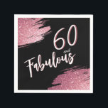 60 and Fabulous Pink Glitter 60th Birthday Napkin<br><div class="desc">60 and Fabulous Pink Glitter 60th Birthday Party Napkins. Throw a stunning celebration with these “60 and Fabulous” pink glitter birthday plates. Featuring sparkly faux-glitter brush strokes,  this elegant design is perfect for honouring a fabulous woman’s milestone birthday. Fully customizable to include a personal touch that guests will love.</div>