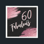 60 and Fabulous Pink Glitter 60th Birthday Napkin<br><div class="desc">60 and Fabulous Pink Glitter 60th Birthday Party Napkins. Throw a stunning celebration with these “60 and Fabulous” pink glitter birthday plates. Featuring sparkly faux-glitter brush strokes,  this elegant design is perfect for honouring a fabulous woman’s milestone birthday. Fully customizable to include a personal touch that guests will love.</div>