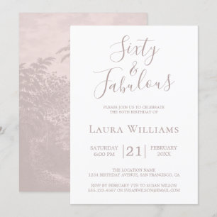 60 and Fabulous Pink White 60th Birthday Party Inv Invitation