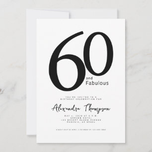 60 and Fabulous Script 60th Birthday Party Invitation