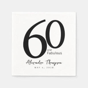 60 and Fabulous Script 60th Birthday Party Napkin