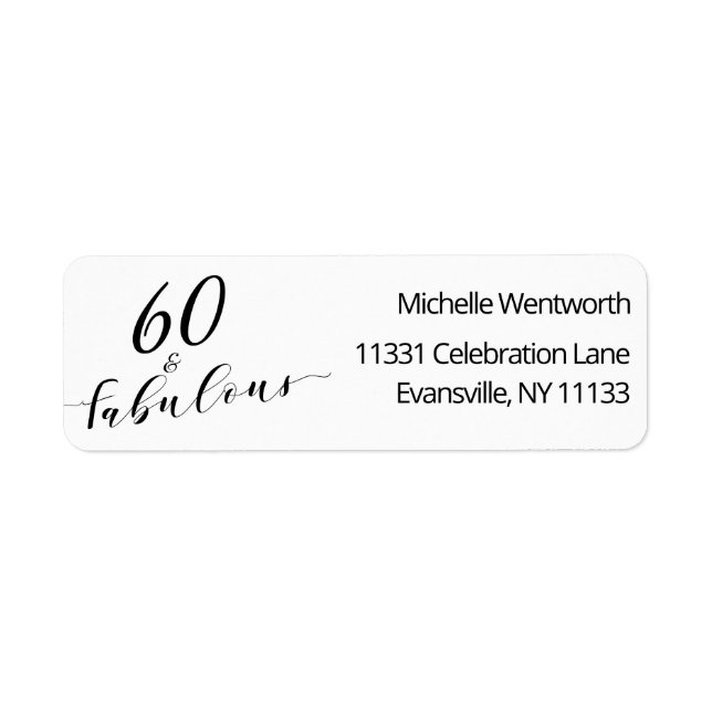 60 and Fabulous Sixtieth Birthday Elegant Script (Devant)