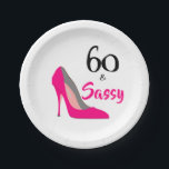 60 and Sassy 60th Birthday Party Paper Plate<br><div class="desc">60 and Sassy 60th Birthday Party glamourous design in hot pink and black.</div>