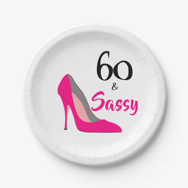 60 and Sassy 60th Birthday Party Paper Plate (Front)