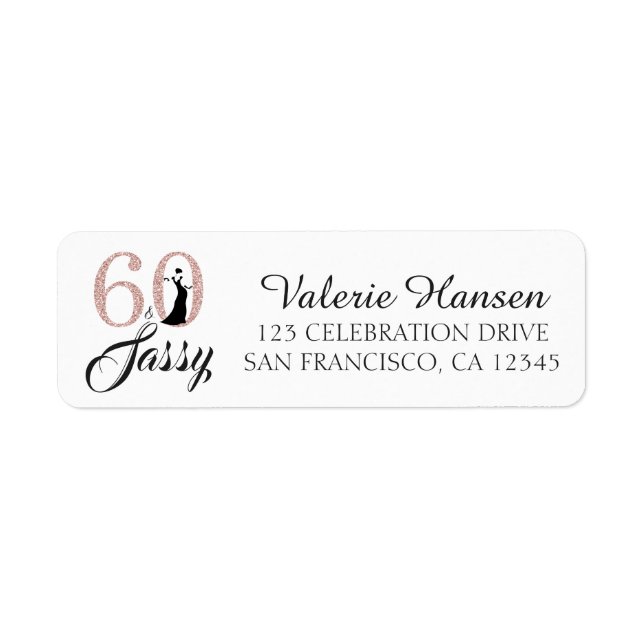 60 and Sassy 60th Birthday Return Address Label (Front)