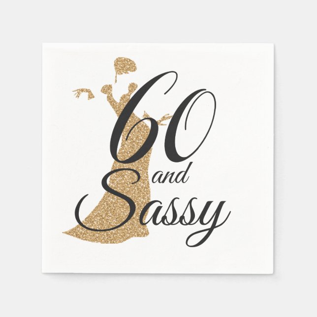 60 and Sassy Birthday Party Napkin (Front)