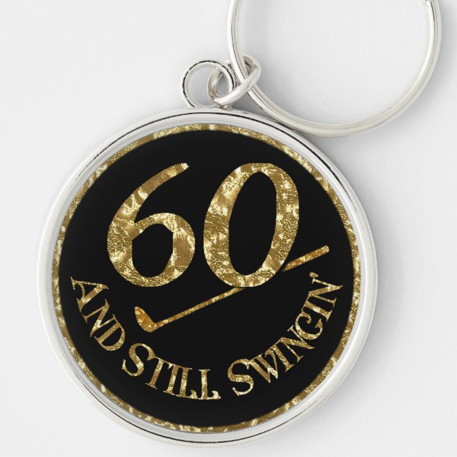 60 And Still Swingin' Golf Balls Keychain (Front)