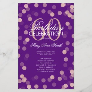 60 Anniversaire Programme Rose Gold Confetti Menu